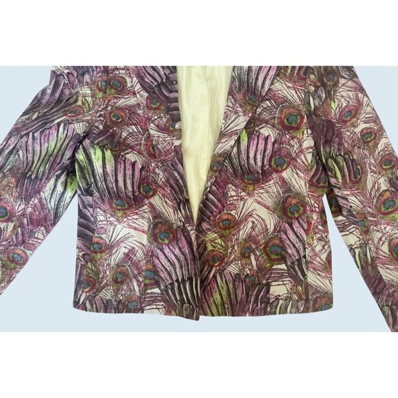 Vintage HARVÉ BENARD Peacock Printed Blazer Jacket Size Medium - Picture 4 of 8